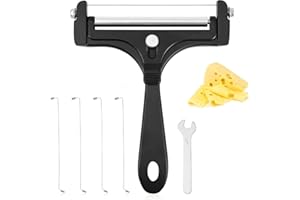 Cheese Slicer Kit, Adjustable Thickness Iron Handheld Cheese Slicer with 4 Extra Wires and Wrench Food Cutter for Butter Mozz