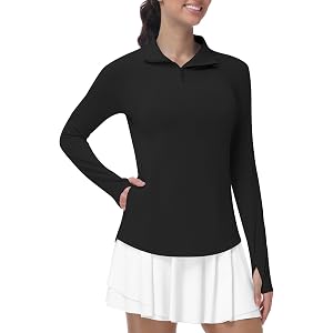 Runhit Women's UPF 50+ Sun Protection Long Sleeve Shirts 1/4 Zip Golf Athletic Quick Dry Workout Hiking Quarter Zip Pullover