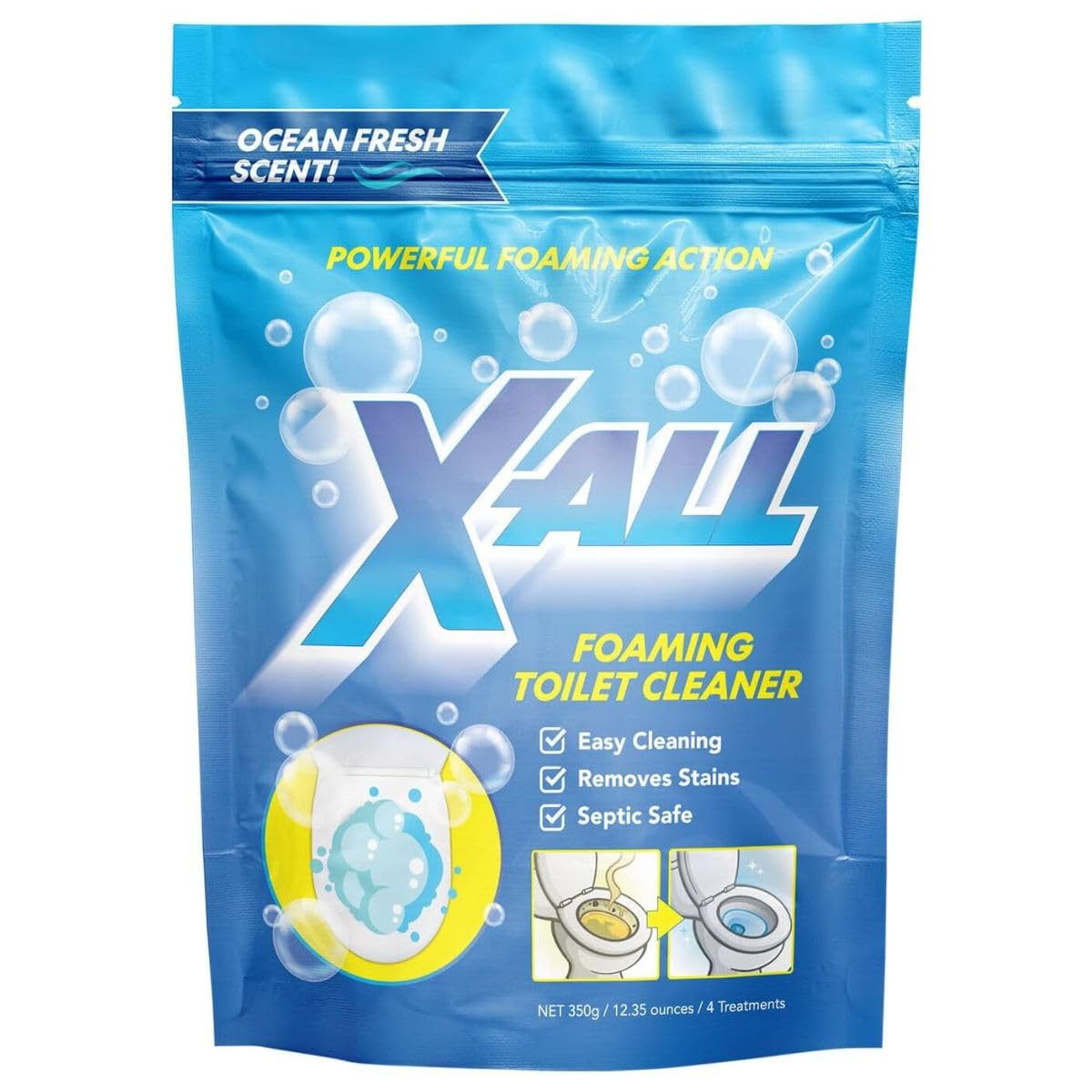 Photo 1 of ****2 only ***X-ALL Foaming Toilet Cleaner, Self-Activating Powder for Deep Cleaning, Fights Stains, Limescale and Mineral-Buildup