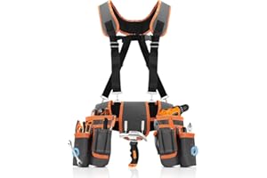 Tool Belt, Magnetic Electrician Tool Pouch, 18-Pockets Tool Belts for Men, 2 Magnetic Zones, Detachable & Adjustable Tool Pou