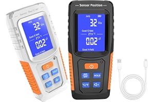 AZX EMF Meter, Rechargeable Electromagnetic Field Radiation Detector Handheld Digital LCD EMF Reader Household Temperature Measure, Tester for Home Inspections, Office, Outdoor and Ghost Hunting