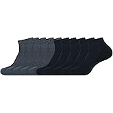 JANASIN Men's Cotton Blend Athletic Ankle Socks, Low-Cut Cushioned Running Training Socks for Sports 10 Pair