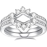 JIEKAYUAN Moissanite Ring Enhancer for Women Engagement Rings D Color VVS1 Moissanites Curved Wedding Bands S925 Sterling Silver 18K White Gold Plated Rings for Wife Women Her
