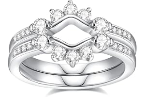 JIEKAYUAN Moissanite Ring Enhancer for Women Engagement Rings D Color VVS1 Moissanites Curved Wedding Bands S925 Sterling Silver 18K White Gold Plated Rings for Wife Women Her