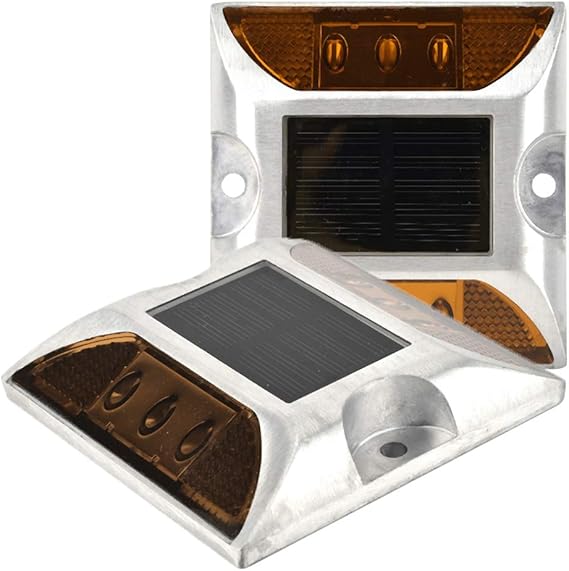 2 Stücke Solar Deck Lichter, 6 LED Solar Road Stud Licht Marker