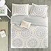 Comfort Spaces – Adele Comforter Set - 4 Piece – Blush & Grey – Medallions Print – Queen Size, includes 1 Comforter, 2 Shams, 1 Decorative Pillow