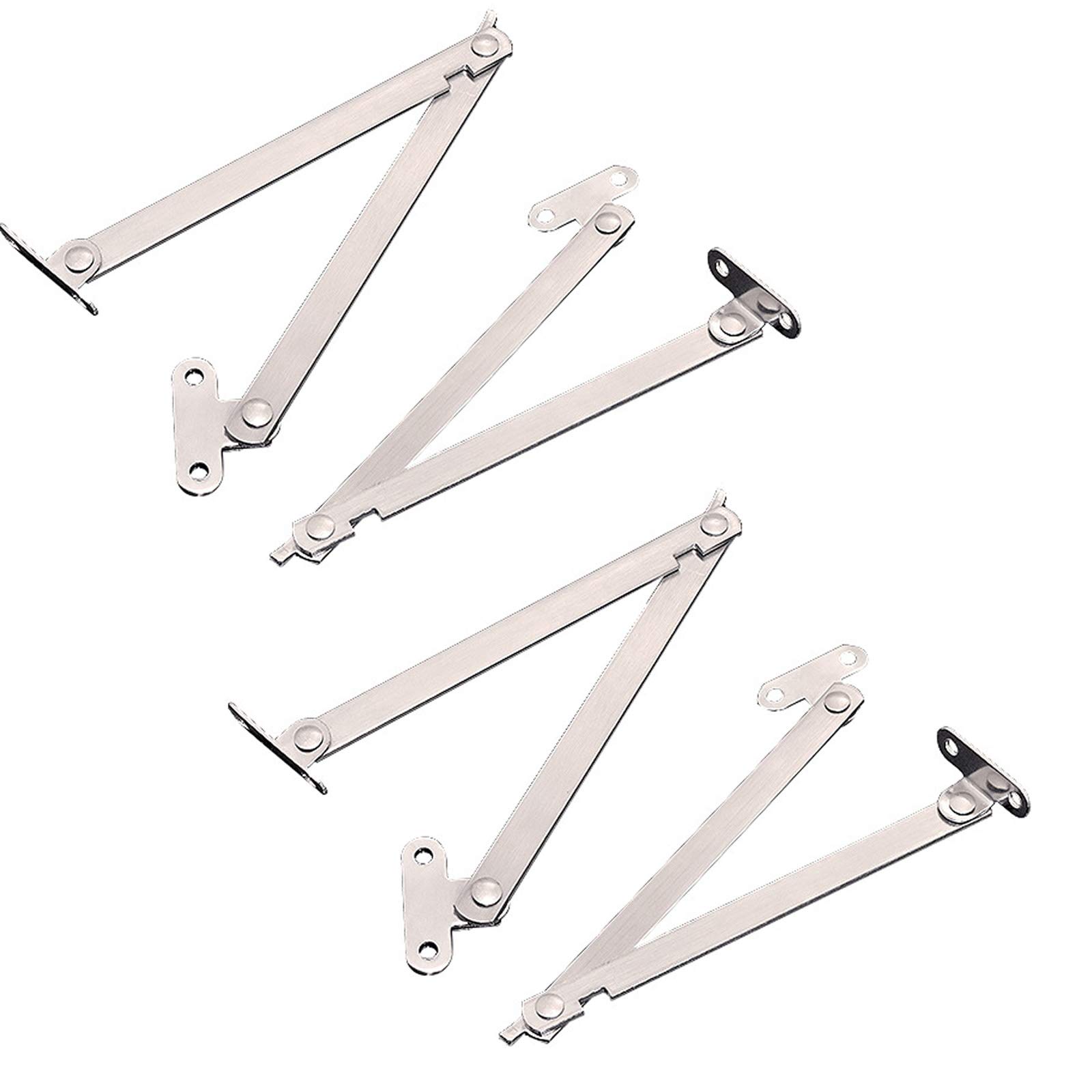 AWOCAN 4 Pcs Stainless Steel Folding 180 Degree Lid Support Hinges Lid Stay for Furniture Cabinet Cupboard Door