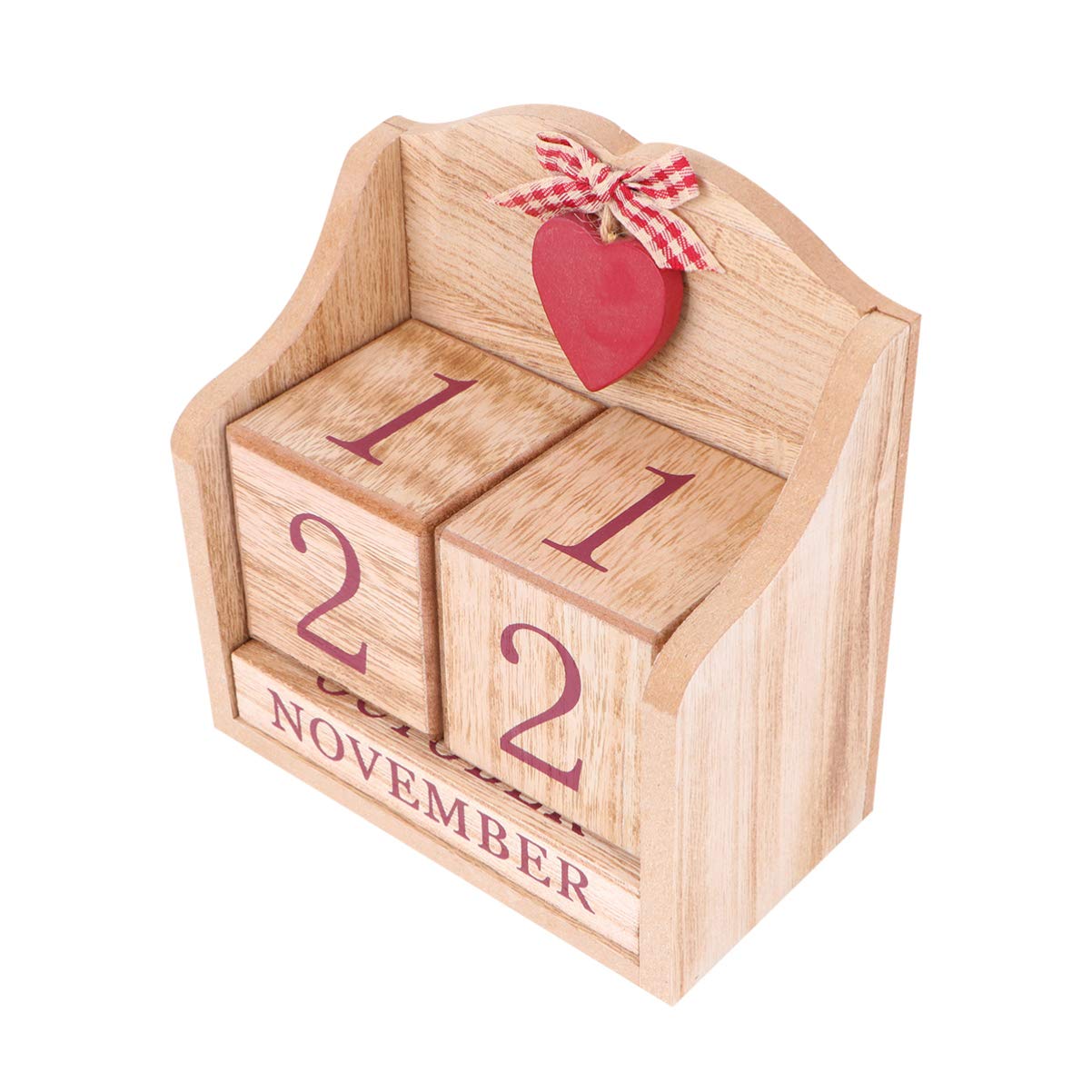 BESPORTBLE Wooden Perpetual Calendar With Days Wooden Calendar Blocks Desktop Perpetual Calendar Vintage Perpetual Desktop Calendar Month Date Display Home Office Decoration