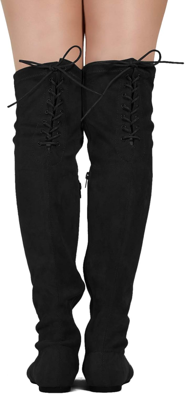 RF ROOM OF FASHION Women Fashion Comfy Vegan Suede Side Zipper Over The Knee Boots