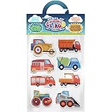 Tough Trucks Thick Gel Clings - Christmas Stocking Stuffers - Incredible Removable Window Clings for Kids, Toddlers - Tractor