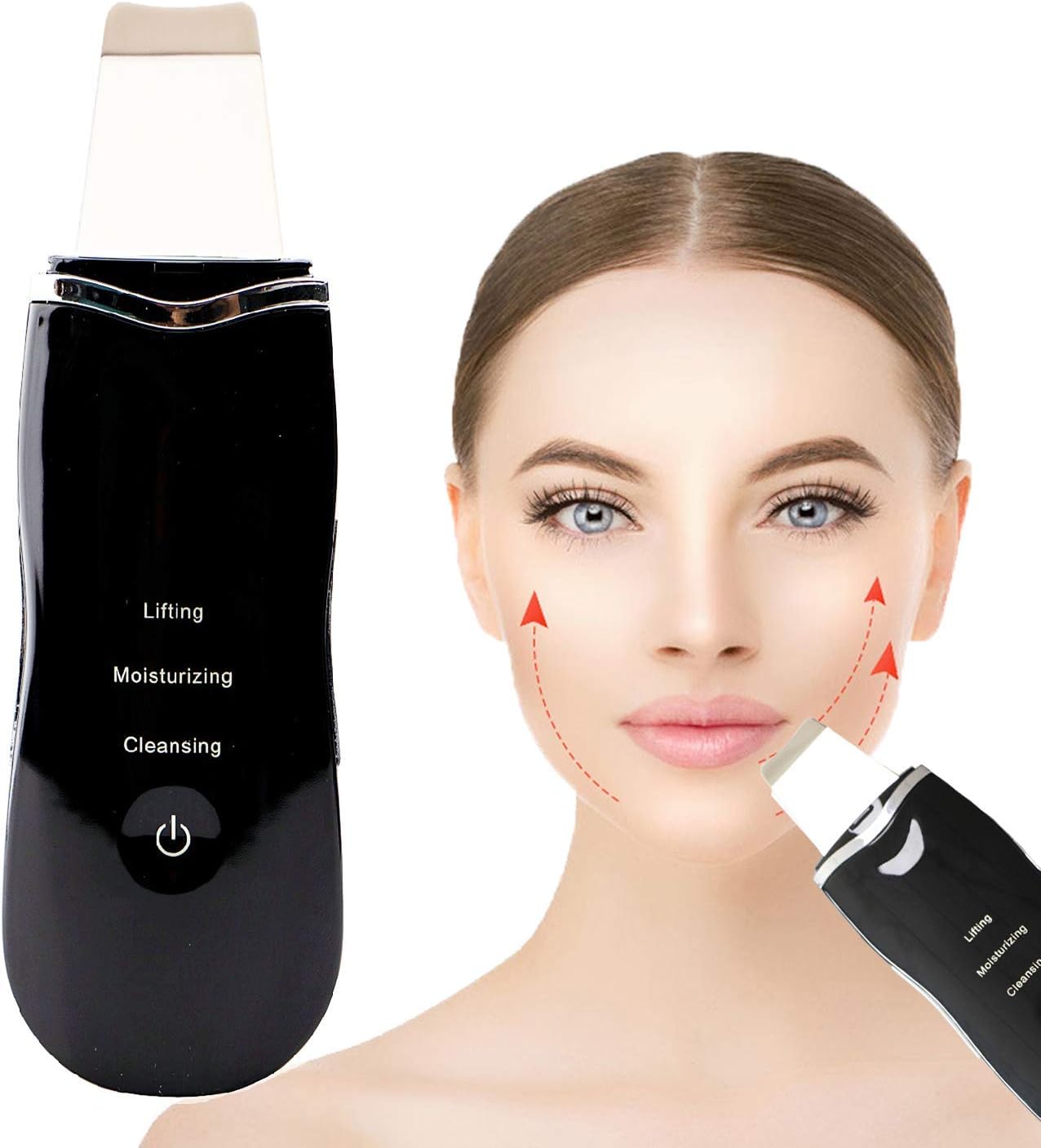 Facial Skin Scrubber Ultrasonic Blackhead Remover Shovel, Usb Rechargeable Portable Tightness Shiny Skin Care Cleansing Facial Device (black)