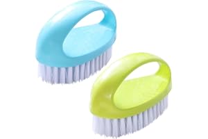 GANGANMAX 2 Pack Scrubbing Brushes for Cleaning, Heavy Duty Scrub Brush Nylon Stiff Bristles,Scrubber Cleaner Brush for Bathroom,Showe,Sink,Kitchen,Bathtub,Floor,Multi-Purpose Cleaning Brush (Green+Blue)