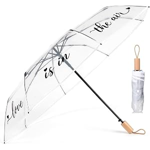 Clear Wedding Umbrellas,Transparent Portable Folding Umbrella for Wedding | Wedding themed print,reinforced design with 8 rib