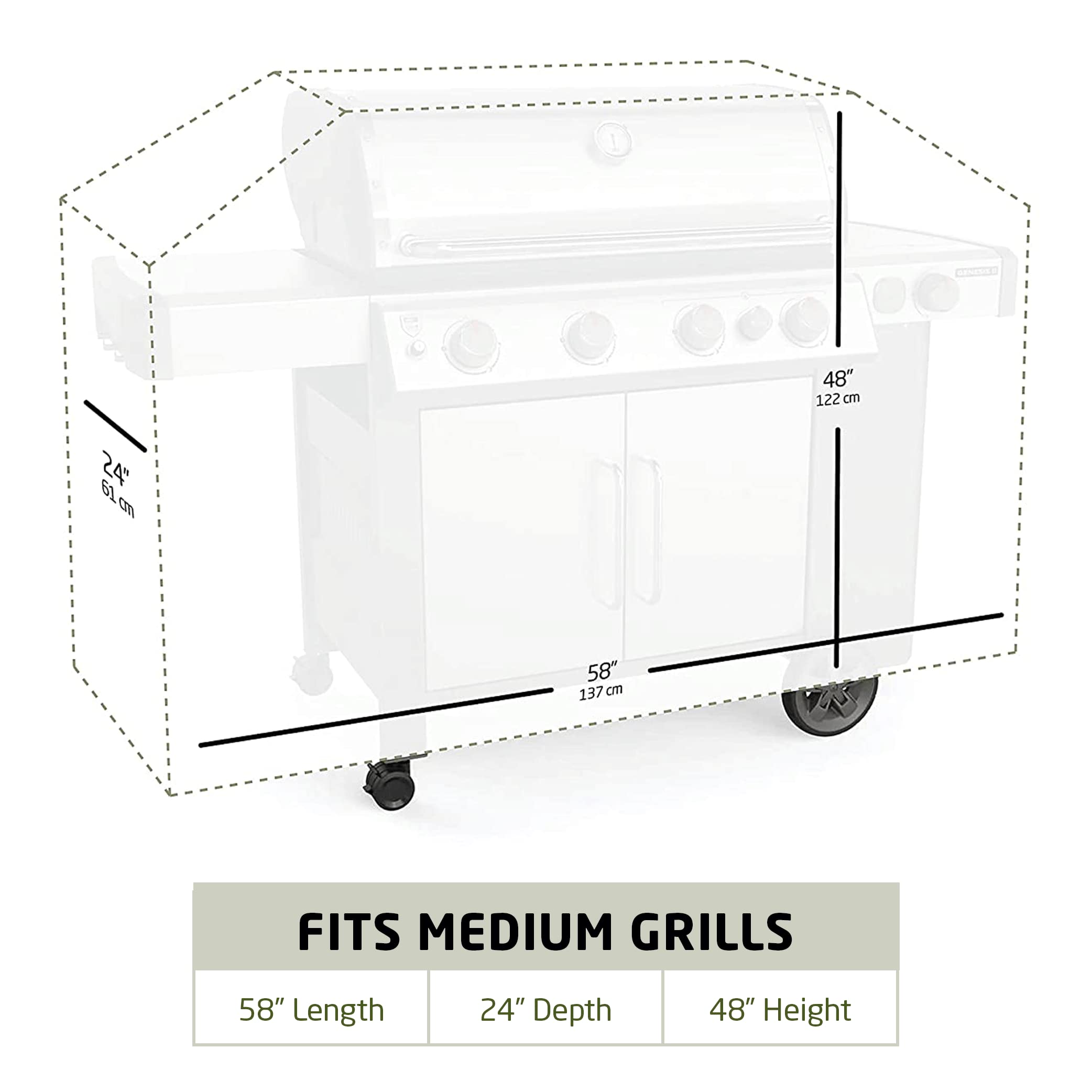 Zober BBQ Grill Cover 58 Inch Waterproof Double Layered Fits er