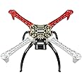 QWinOut F450-V2 Drone Frame Kit 450mm Wheelbase 4-axle Nylon Fiber Quadcopter Airframe Kit with 140mm High Landing Skid Gear for DIY Drone (Airframe with Landing Skid)