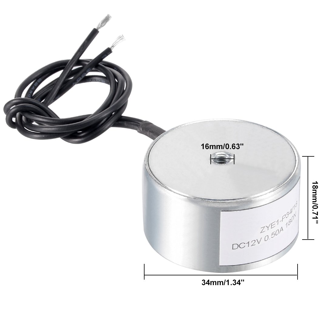 uxcell DC24V 180N Lift Holding Electromagnet Sucking Disc Electric Lifting Magnet Solenoid 34mm x 18mm