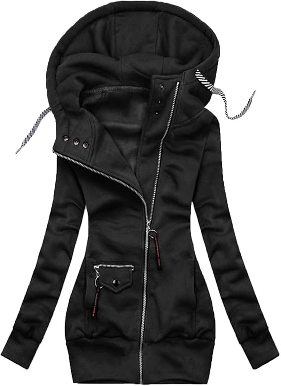 Amazon Chenyoulan ロング パーカー レディース スウェット フード付き ハイネック ジップアップ 裏起毛 無地 アウター ジャンパー コート 大きいサイズ プルオーバー 秋 冬 トレーナー カジュアル ストリート シンプル おしゃれ 立襟 保温 原宿系 トレーナー