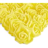 Juvale Artificial Foam Roses - 100-Pack Stemless, Yellow, 3-Inch Diameter - Faux Flowers for Vase Displays, Wedding Decor & Centerpiece Table Decorations