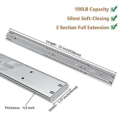 LONTAN 5 Pairs 22 Inch Soft Close Drawer Slides