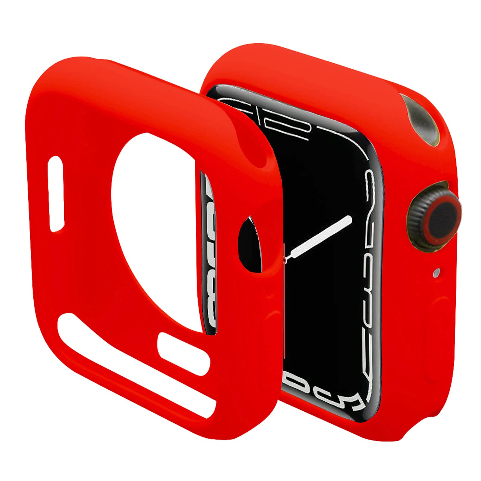 Miimall Bumper Case Compatible with Apple Watch Series 9/Series 8/Series 7 45mm, Soft TPU Ultra-thin Shell All-Around Protective Cover for Apple Watch Series 9 8 7 45mm-Red