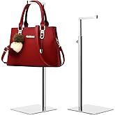 K KAIDIYIN 2 Pack Handbag Display Stands, Silver Purse Holder Display Stands, Adjustable Height Stainless Steel Hanger Rack for Retail Closet Vendors Display Luxury Bag Handbags Jewelry (RCS 50% Recycled Post-consumer Metal)