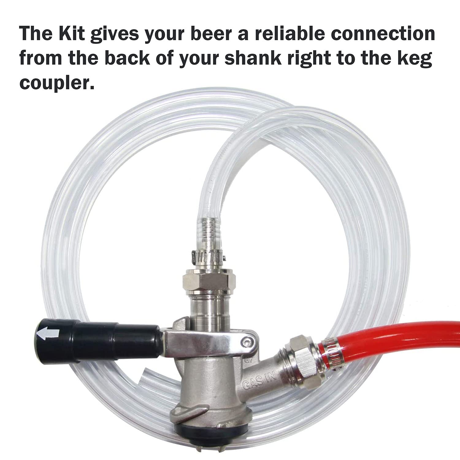 Draft Beer Line with Connectors,Part of Kegerator Kit,5 Feet-Clear Vinyl Tubing Hose 5/16
