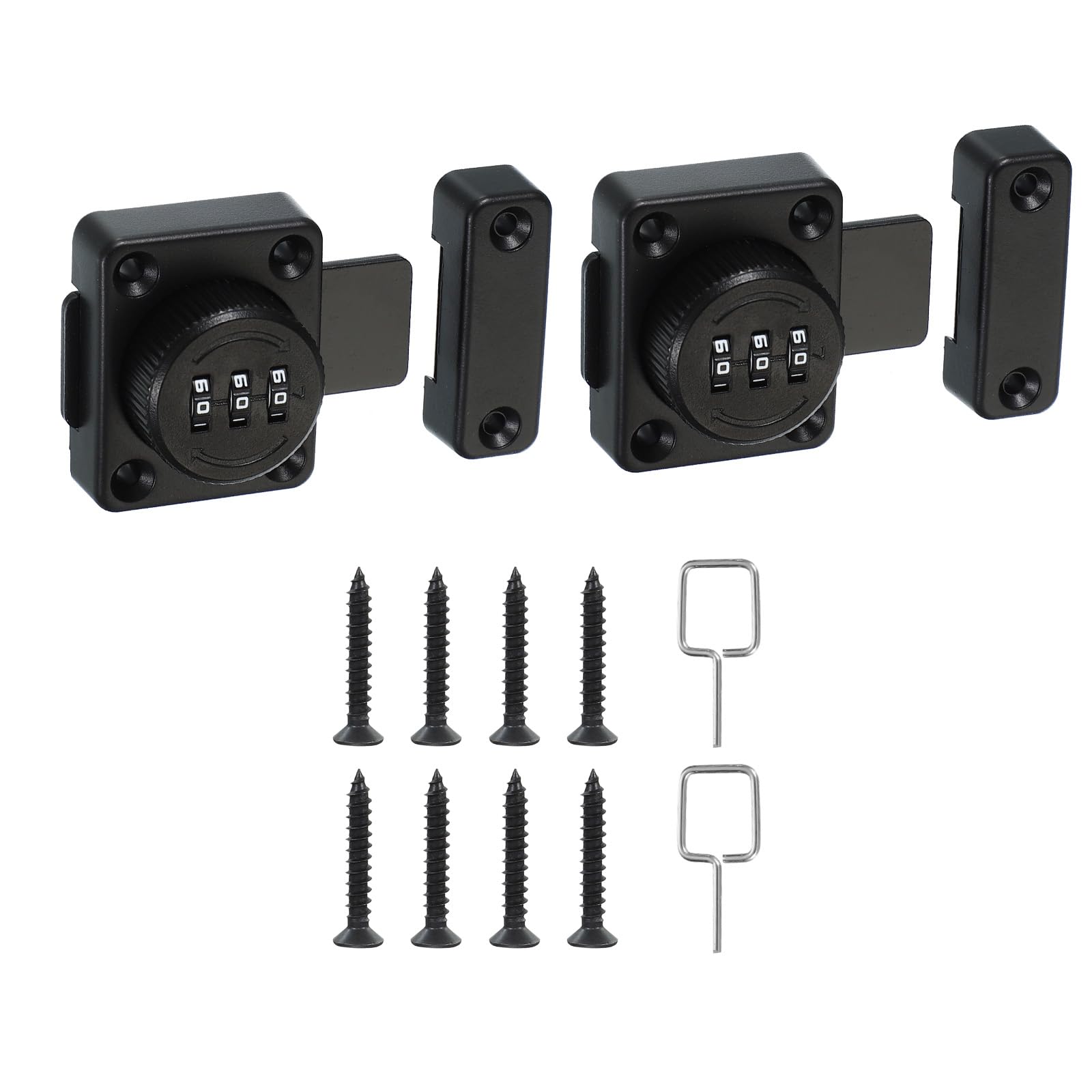 PATIKIL Combination Cabinet Latch, 2 Pack Zinc Alloy Keyless Drawer Lock 3-Digit Password Cabinet Lock Safety Lock for One-Way Door Cupboard, Black