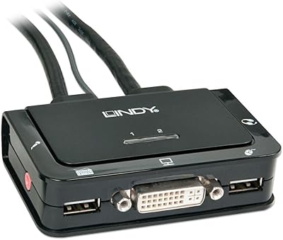 LINDY Compact 2 Port KVM Switch DVI USB 2.0 Audio Black