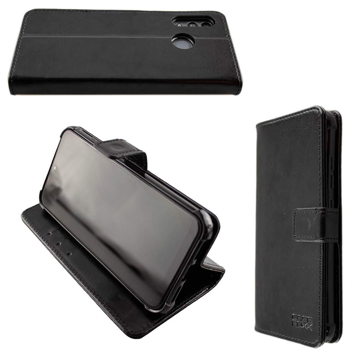 caseroxx Bookstyle-Case for Gigaset GS3, Cover, faux leather, black, Card Slots & Magnetic Closure