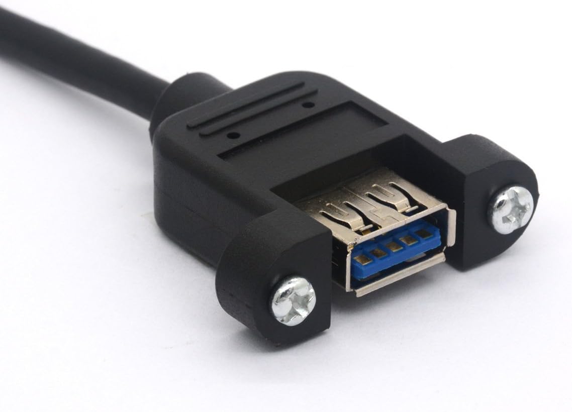 Right Angled USB 3.0 Panel Mount Cable USB3.0 Male To Female with M3 Screw Panel Mount Extension Cord For Industrial Computer PC 30CM (Left) - Image 5