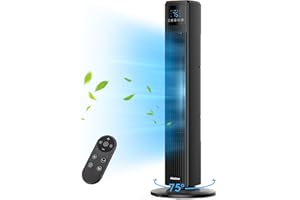 Abolee Tower Fan for Bedroom, Quiet Floor Fan with Remote, 90° Oscillating Fans with 4 Speeds, 4 Modes, 27ft/s Velocity, 12H Timer, 2024 New Standing Fans for Home, for Indoor Bedroom Office Black