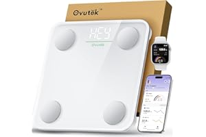 Ovutek Smart Scale for Body Weight, Digital Bathroom Scale BMI Weighing Body Fat Scale, Accurate Body Composition Scale Monitor for People's Health with Smartphone App, Compact Size, 400lb (White)
