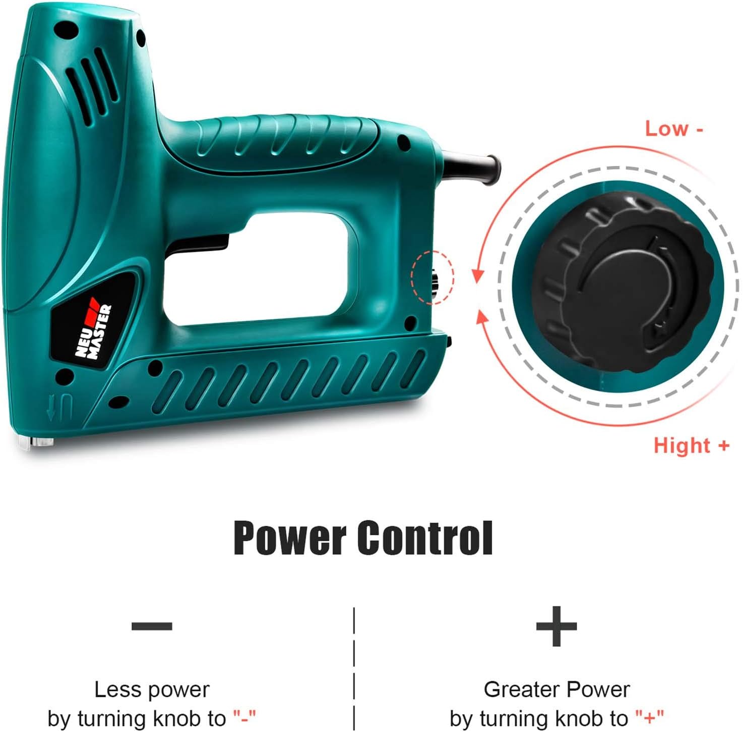 NEU MASTER Electric Brad Nailer, Staple Gun PLD6013 with Contact Safety and Power Adjustable Knob for Upholstery and Home Improvement - Image 4