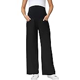 Foucome Maternity Wide Leg Sweatpants Over Belly Baggy Lounge Travel Pants Pregnancy Straight Leg Sweat Pants