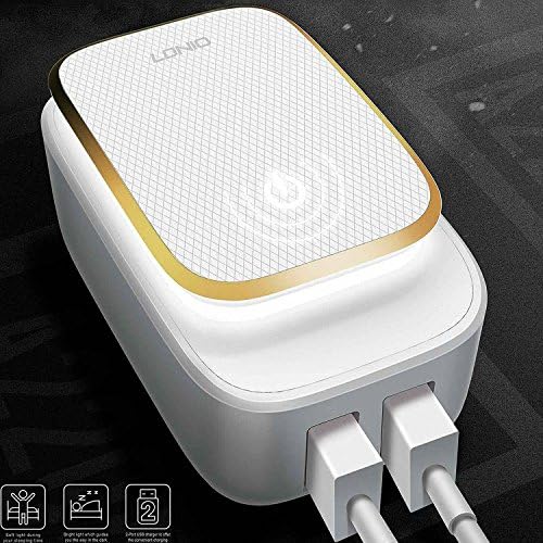USide 2 Port Smart USB Wall Charger with Touch Sensor Night Light, Dimmable on Your Preference,Identification charging for Apple,Android and Other USB Enabled Device(Lightning Cable Included)