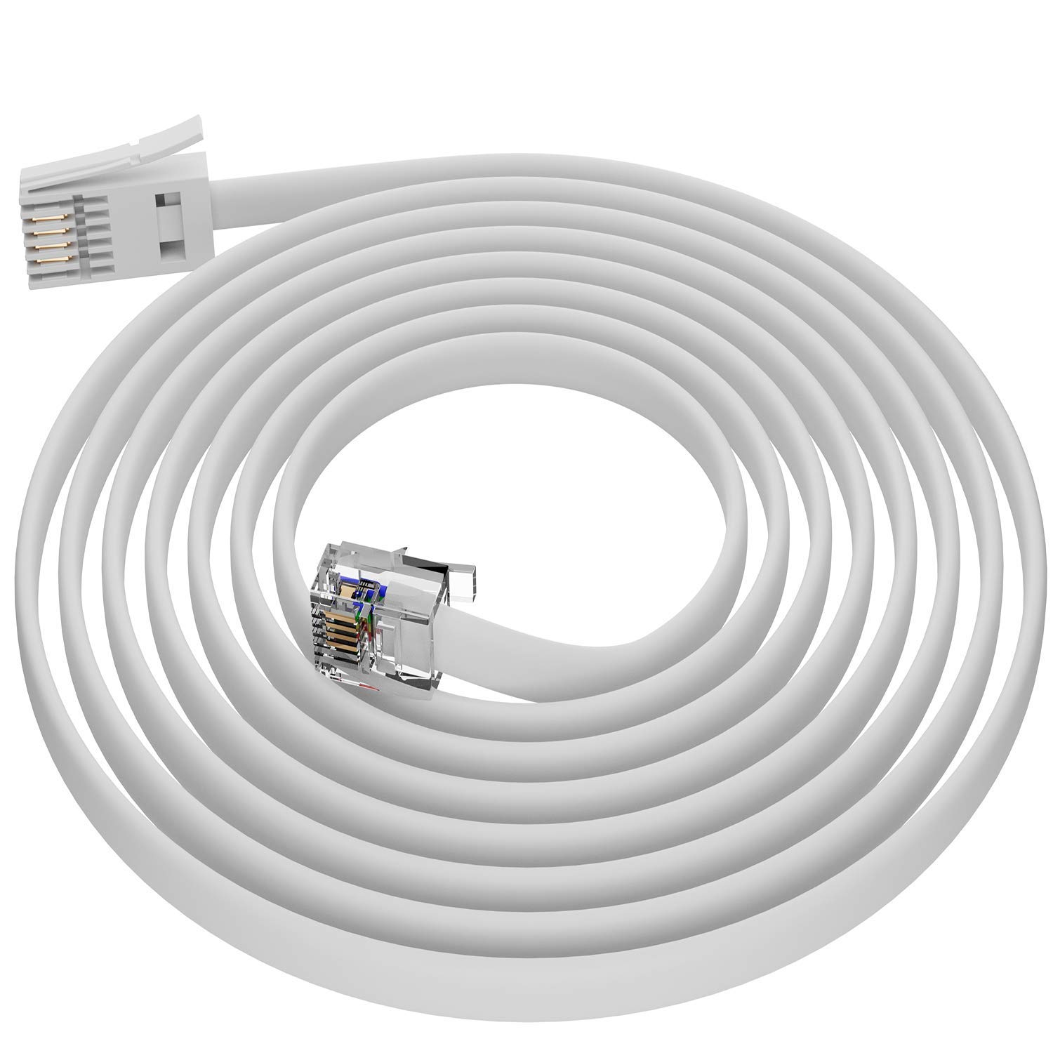 3m Long BT Telephone Cable to RJ11 ADSL Modem Male – 4 Wires 6P4C ...