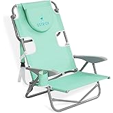 Ostrich On Your Back Backpack Beach Chair with Face Hole - Adjustable, Portable Lounge Chair with Cup Holder, Face Opening - Heavy Duty, Lay Flat Tanning Chair for Face Down Reading for Adults (Teal)