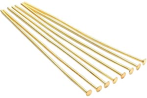 AGCFABS 200pcs/bag 15 20 25 30 40 50 60 70 mm Flat Head Pins 8 Colors Headpins for Jewelry Findings Making DIY Supplies (Gold, 50mm(1.97inch)*200pcs)