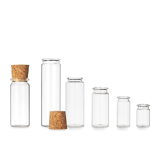 Tuuters 25x Reagenzgläschen aus Laborglas mit Press-Korken | Rollrand ? Glasfläschchen für Gastgeschenke ? (52 x Ø 24mm)
