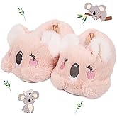 Caramella Bubble Women Cute Animal Koala Slippers Memory Foam Cotton House Shoes Anti-slip Rubber Sole Fuzzy Shoes for Adults Indoor Outdoor
