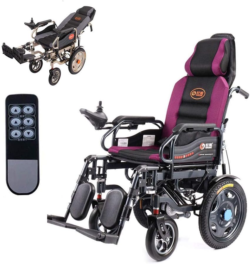 MMGN Sillas de Ruedas Super eléctrico con Apoyo for la Cabeza, Pedales