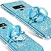 OCYCLONE Galaxy Note 9 Case, Glitter Luxury Cute Phone Case for Women Girls with Kickstand, Bling Diamond Rhinestone Bumper with Ring Stand Compatible with Galaxy Note 9 Case for Girl Women - Blue
