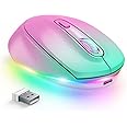 seenda Wireless Mouse, Rechargeable Light Up Mouse for Laptop, Small Cordless Mice with Quiet Click LED Rainbow Lights for PC Computer Kids Chromebook Windows Mac, Gradient Purple