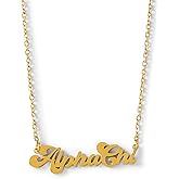 Sorority Shop Alpha Chi Omega Necklace — Retro Font Design with 18K Gold Plating, Alpha Chi Omega Gifts for Women
