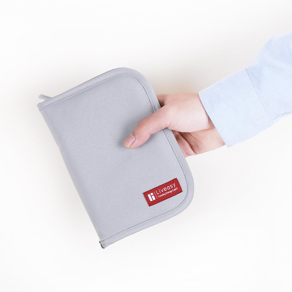 Liveasy Portable Passport Wallet, Travel Document Organizer, Passport Bag, Cash Holder, Credit Card Purse, Made with Durable Waterproof Nylon Fabric (Cherry Red)