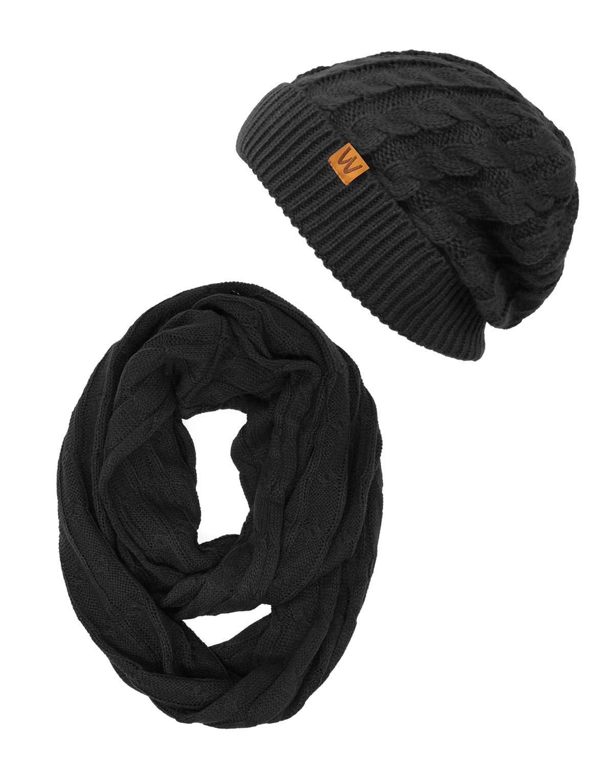Wrapables Winter Warm Cable Knit Infinity Scarf and Beanie Set Wrapables Winter Warm Cable Knit Infinity Scarf and Beanie Set