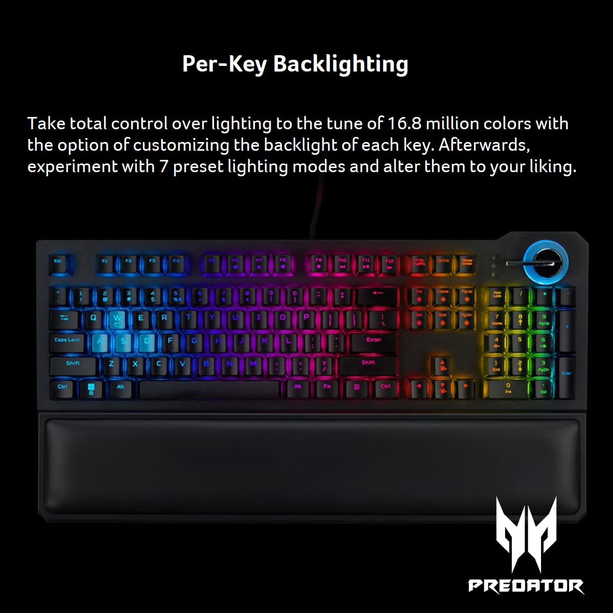Acer Predator Aethon 700 Gaming Keyboard:Clicky or Linear-Your Choice|Per-Key 16.8M RGB Colors Backlighting|Programmable|Dedicated Media Keys & Dial|100% Anti-Ghosting|Magnetic Wrist Rest,(Pack of 1)