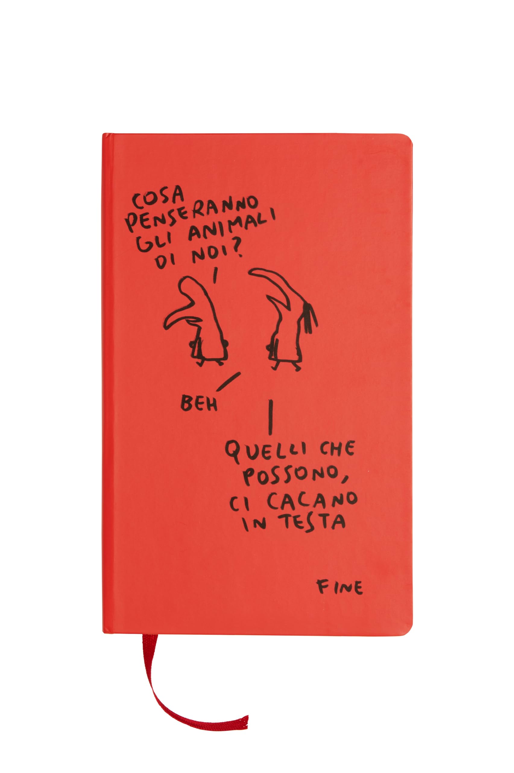 Art&Design24 Notebook The Scarabocchi di Maicol & Mirco Graphics "Poop", Red Cover with Black Elastic, 240 White Pages, 70 g Paper 100% Ecologic, 13 x 21 cm