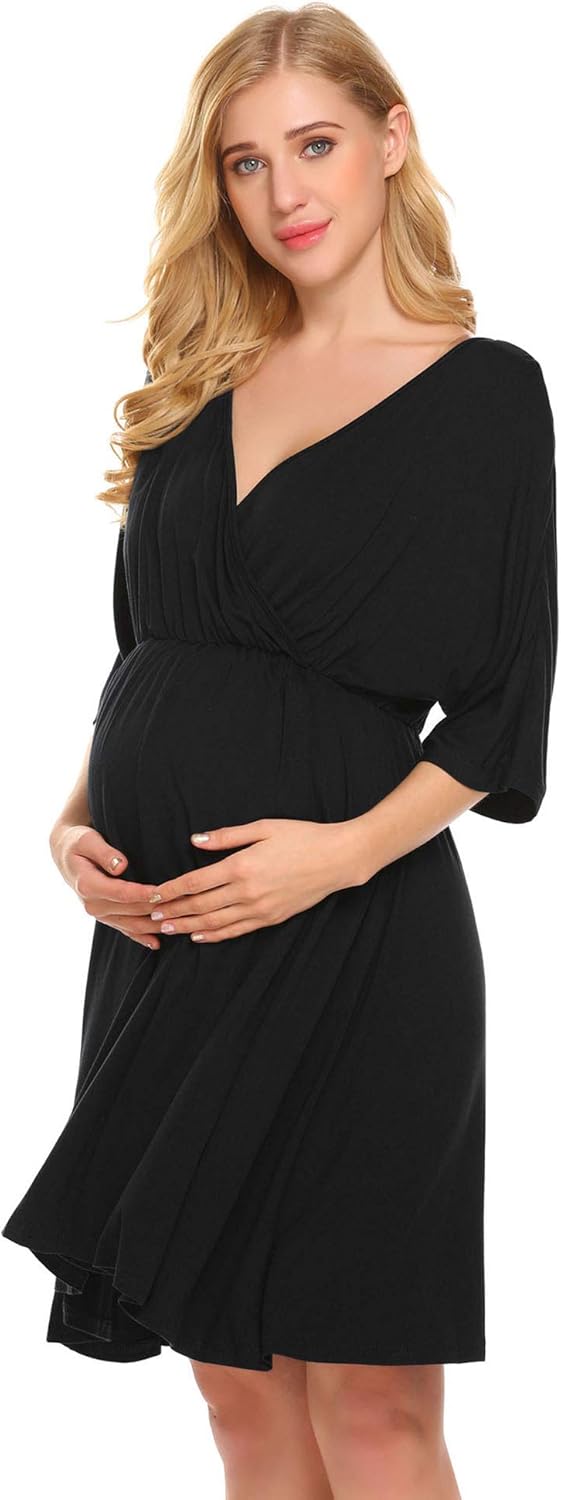 Ekouaer Women's Maternity Dress Nursing Nightgown for Breastfeeding Nightshirt Sleepwear at  Women’s Clothing store