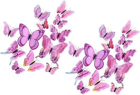 Amazon Iplusmile かわいらしい蝶の部屋かざり大きな蝶壁紙立体3dかわいいウォールステッカー両面テープ付き壁紙シール立体3d華やかな壁紙 ウォールステッカーインテリア部屋装飾24pcs ピンク ウォールステッカー オンライン通販